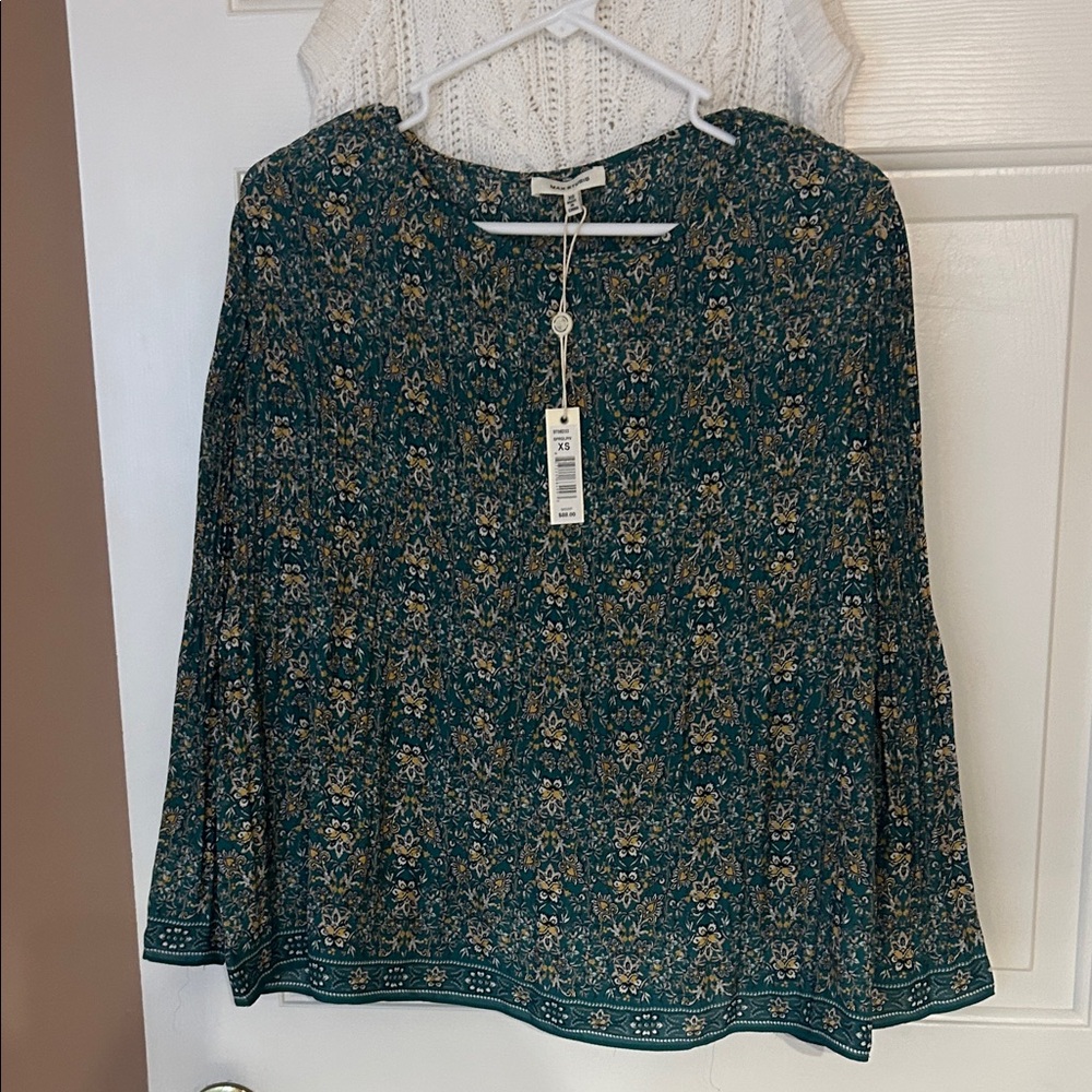 Max Studio Teal Floral Blouse